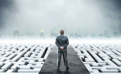 A small business owner faced with a lot of decisions.